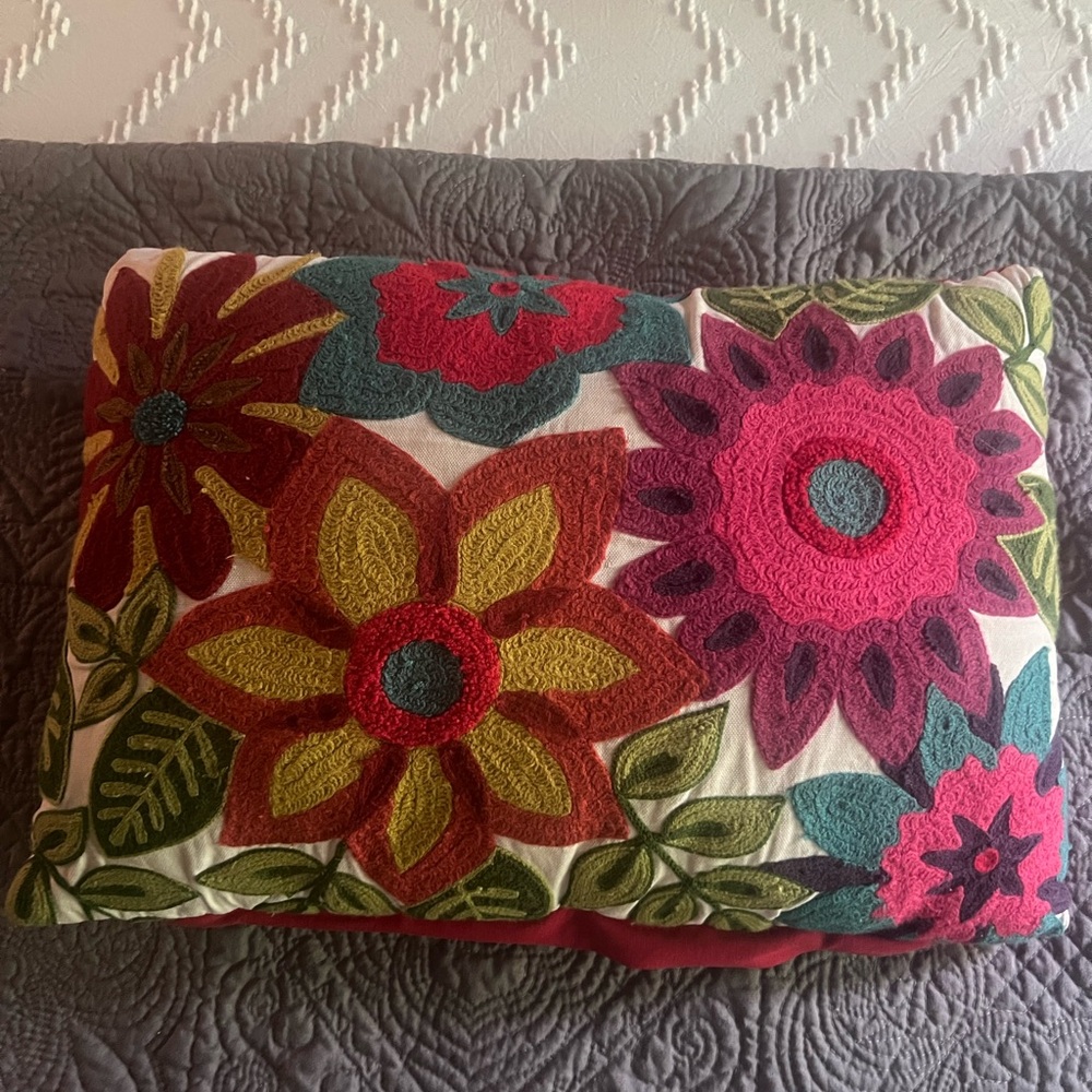 Pier1 embroidered accent pillow